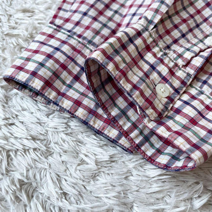 パパス 美品 90s papas チェックシャツ L 赤白