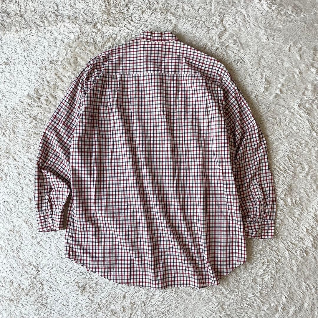 パパス 美品 90s papas チェックシャツ L 赤白