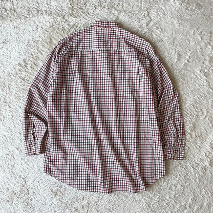 パパス 美品 90s papas チェックシャツ L 赤白