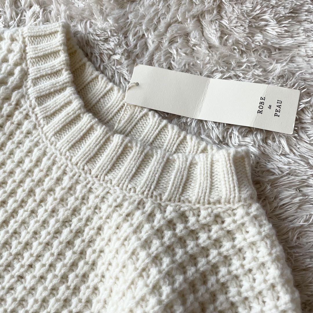 ローブデポー 新品タグ付 メリノウールニット F ホワイト