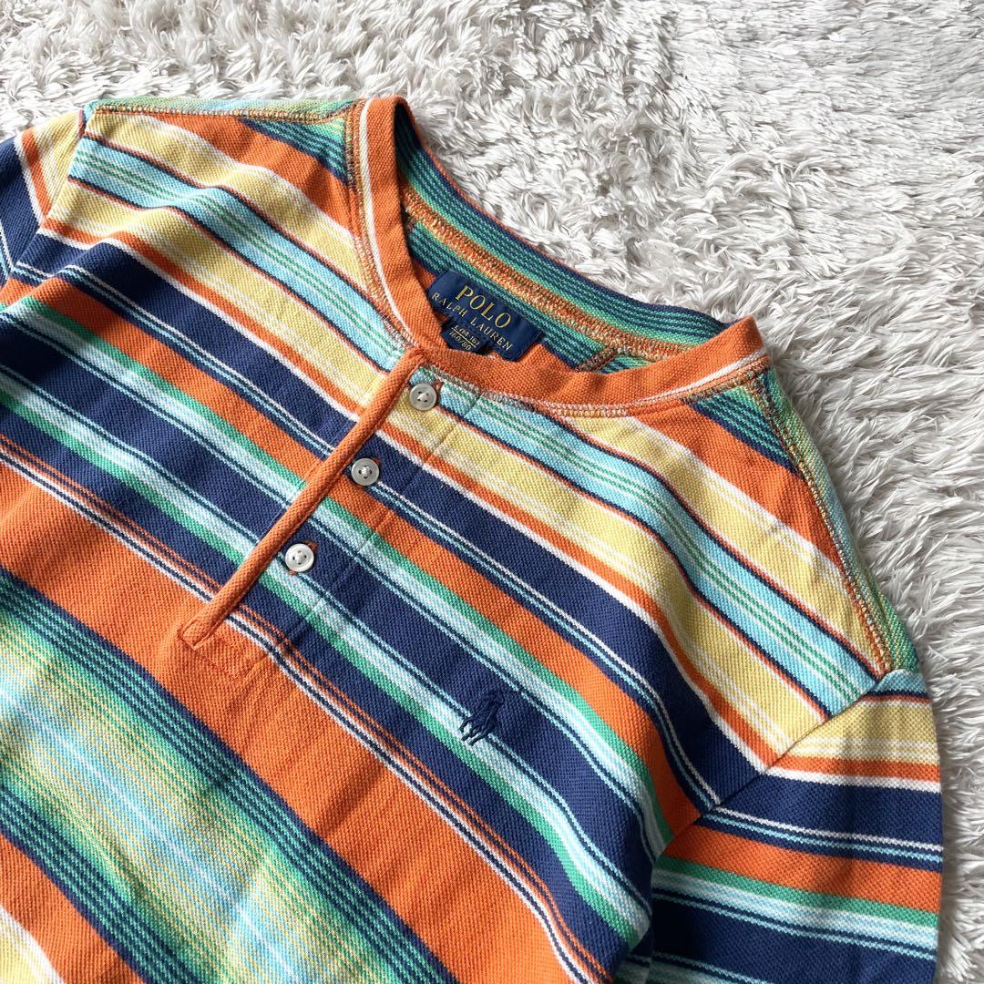 ラルフローレン 現行 ヘンリーネックティー L マルチカラー