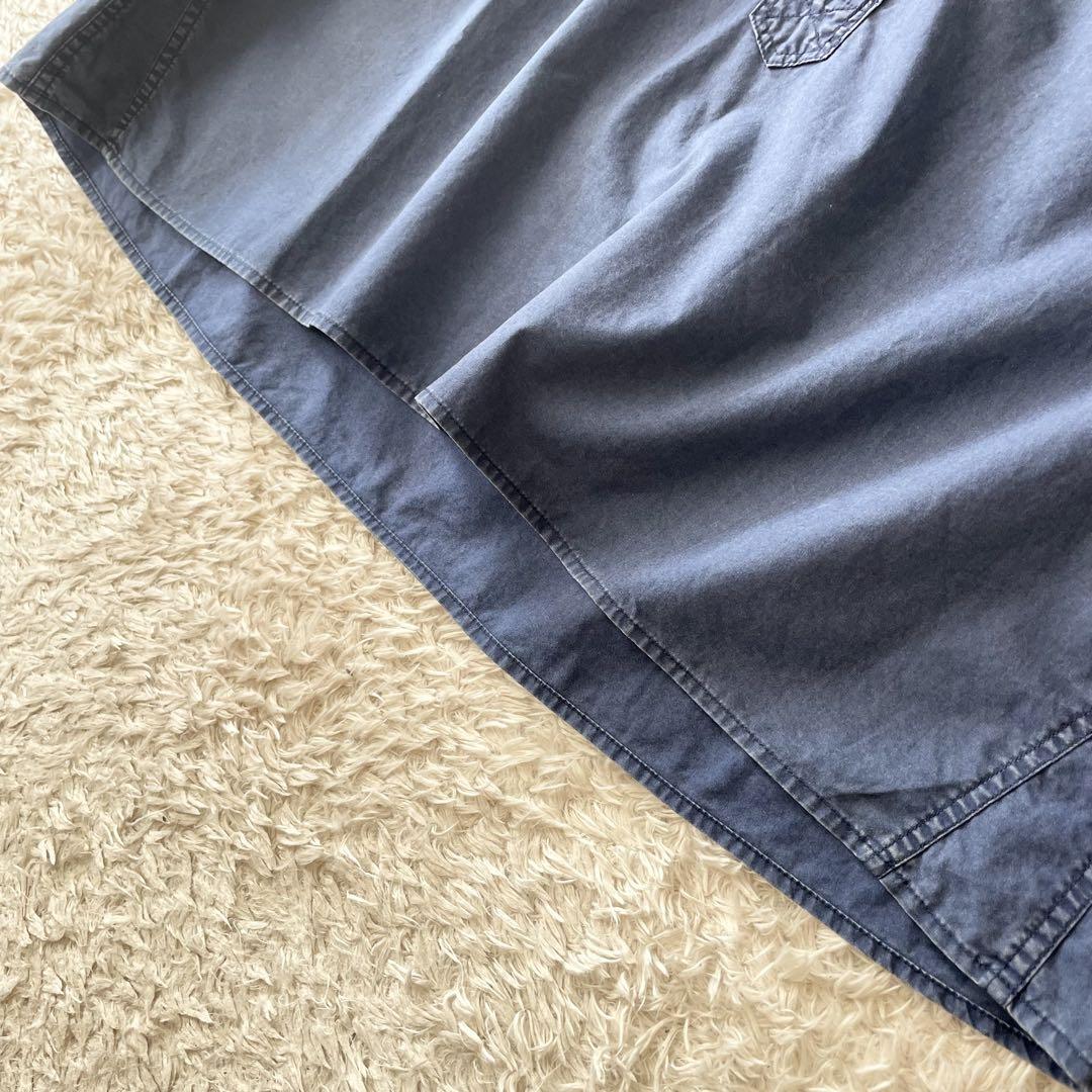 エムエイチエル 美品 MHL バンドカラーワイドプルシャツ 1 ネイビー