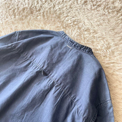 エムエイチエル 美品 MHL バンドカラーワイドプルシャツ 1 ネイビー