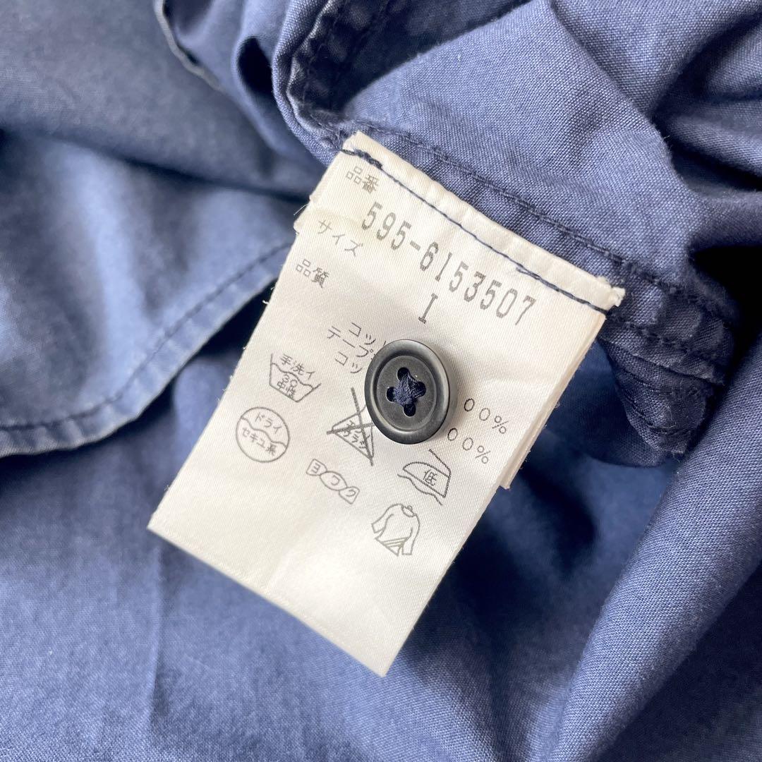 エムエイチエル 美品 MHL バンドカラーワイドプルシャツ 1 ネイビー