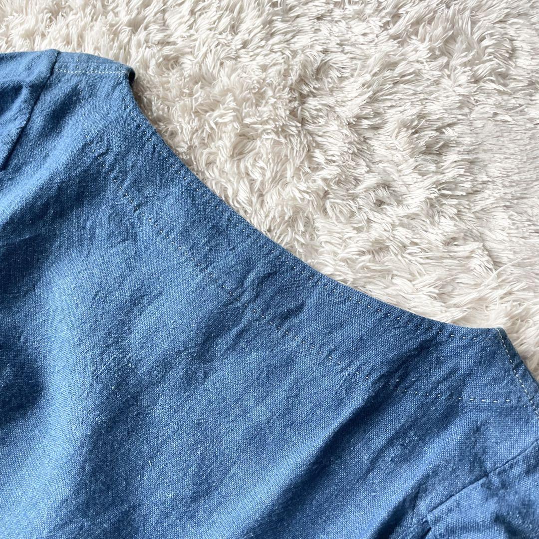 45R 美品 45R 藍染めカディシャツダックのブラウス 0 ブルー