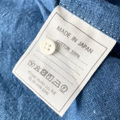 45R 美品 45R 藍染めカディシャツダックのブラウス 0 ブルー