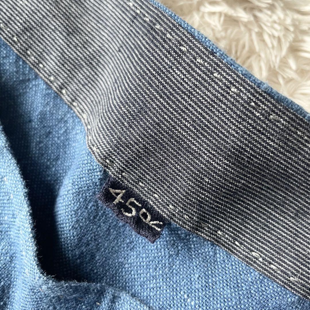 45R 美品 45R 藍染めカディシャツダックのブラウス 0 ブルー