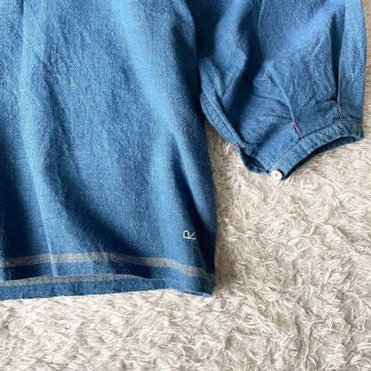 45R 美品 45R 藍染めカディシャツダックのブラウス 0 ブルー