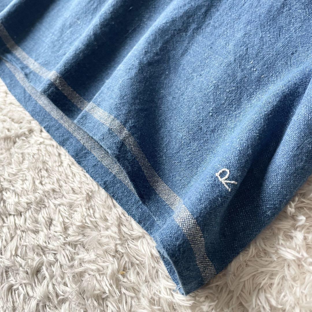 45R 美品 45R 藍染めカディシャツダックのブラウス 0 ブルー