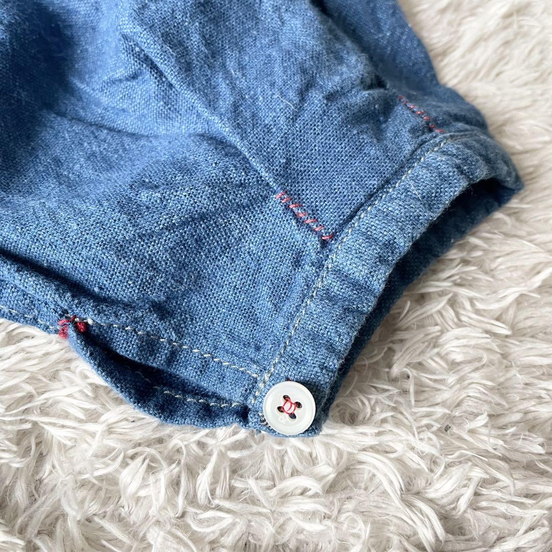 45R 美品 45R 藍染めカディシャツダックのブラウス 0 ブルー