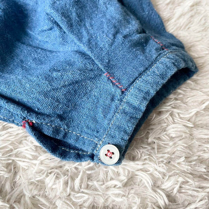 45R 美品 45R 藍染めカディシャツダックのブラウス 0 ブルー