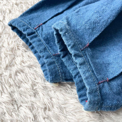 45R 美品 45R 藍染めカディシャツダックのブラウス 0 ブルー