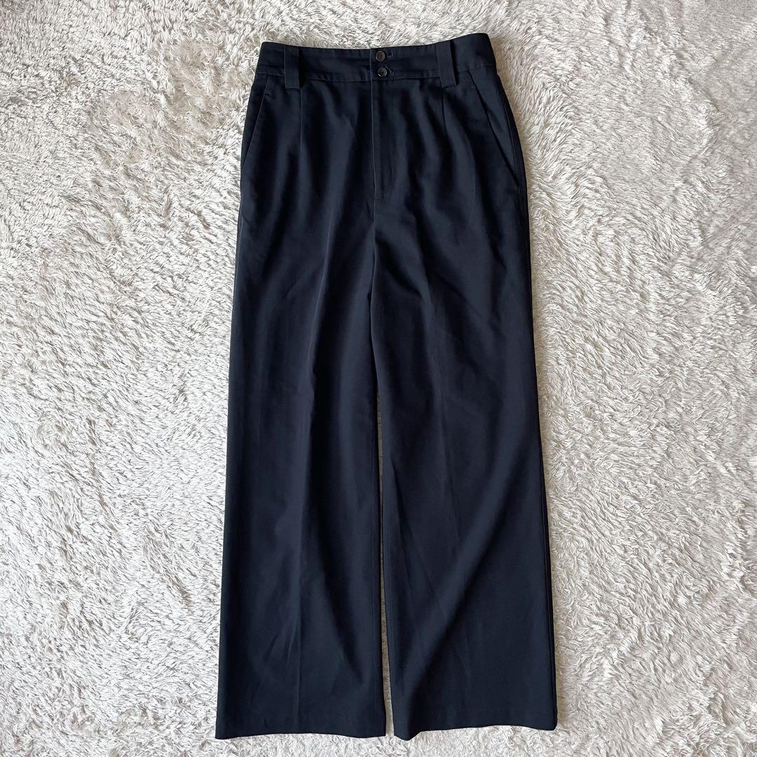 プラージュ 美品 PLAGE レーヨン ワイドパンツ 34 ネイビー