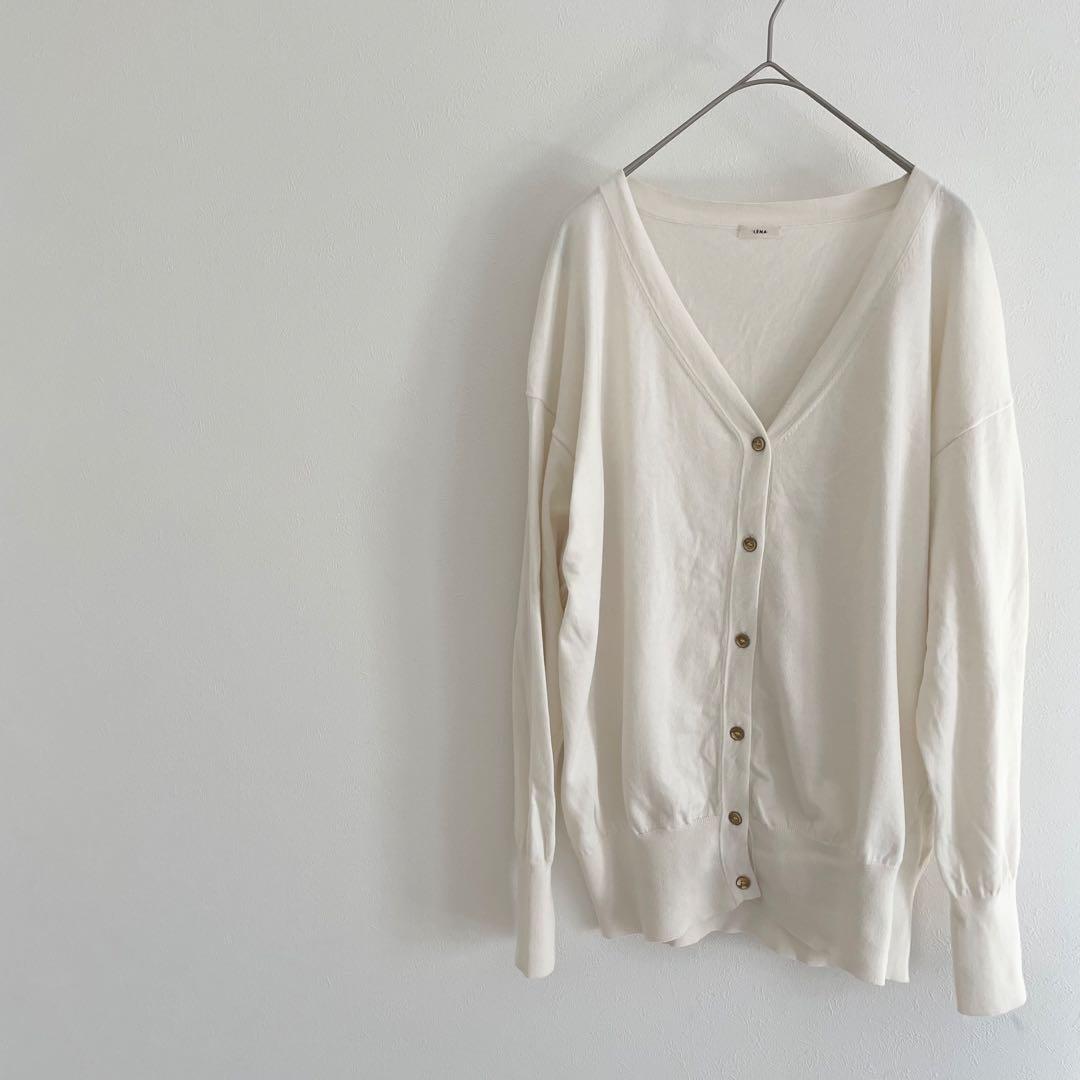 イエナ 美品 IENA コットンニットカーディガン F アイボリー 金ボタン