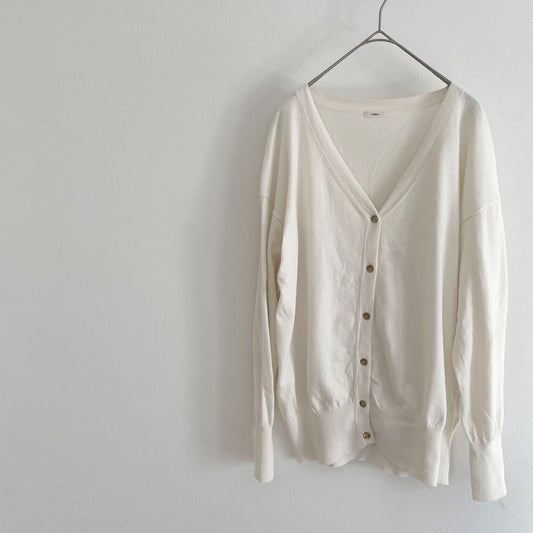 イエナ 美品 IENA コットンニットカーディガン F アイボリー 金ボタン
