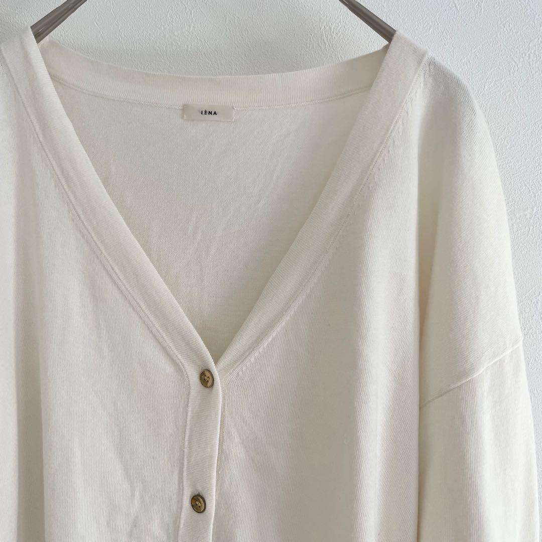 イエナ 美品 IENA コットンニットカーディガン F アイボリー 金ボタン