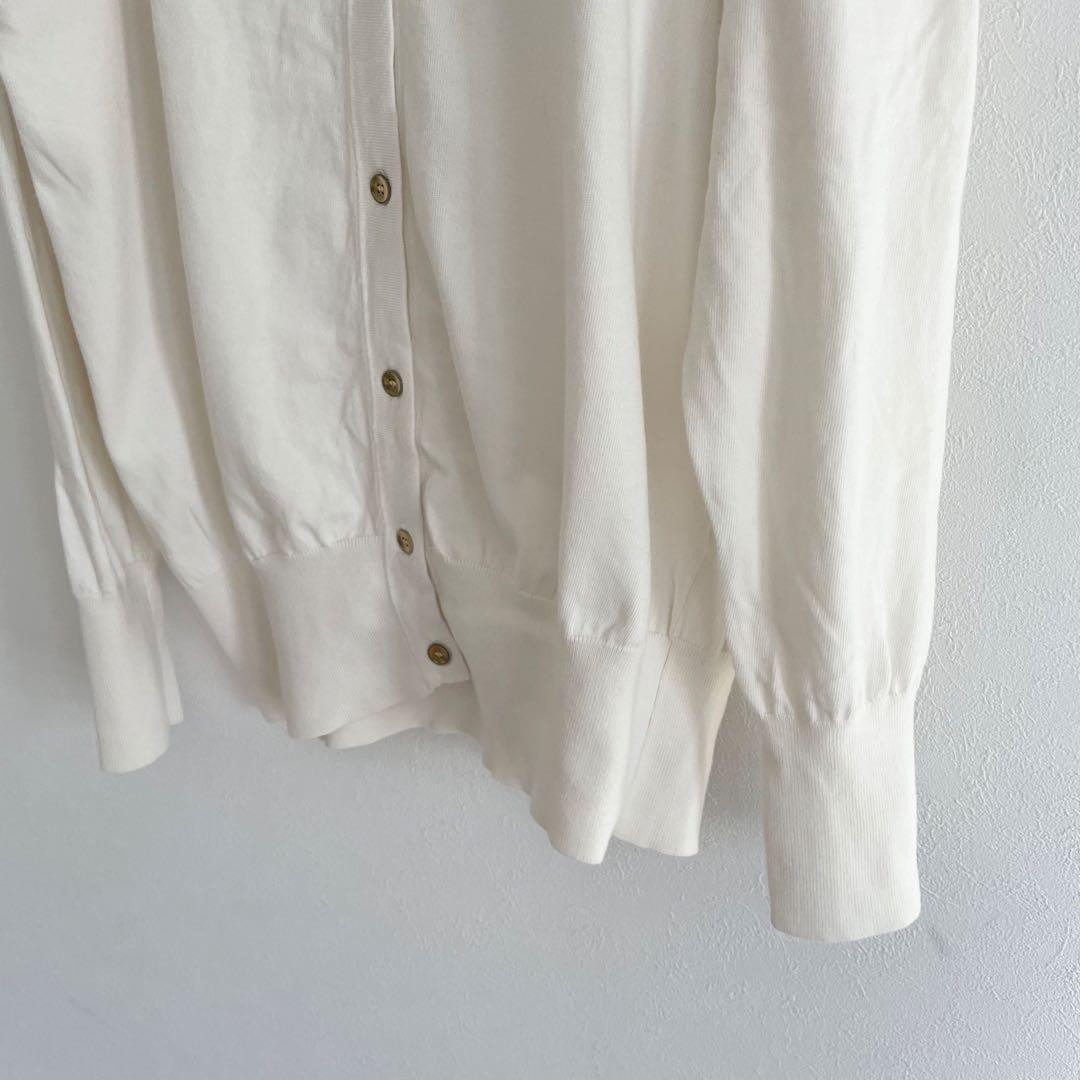 イエナ 美品 IENA コットンニットカーディガン F アイボリー 金ボタン