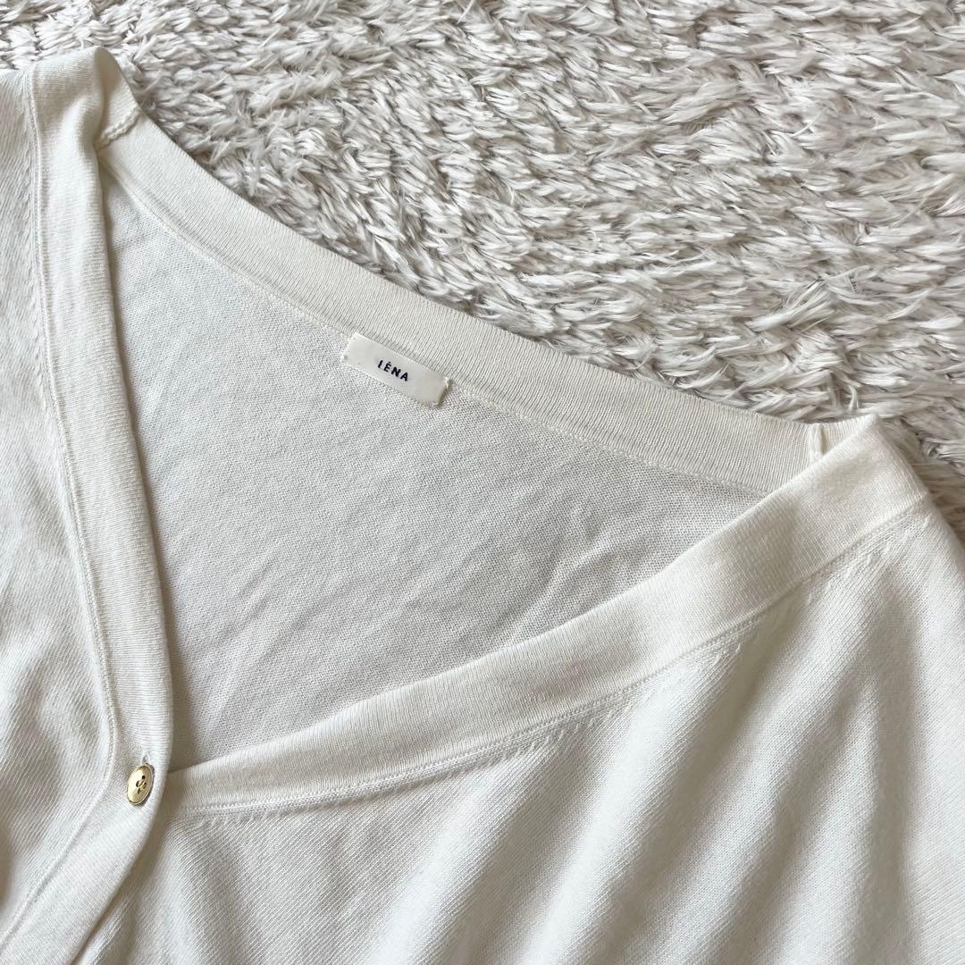 イエナ 美品 IENA コットンニットカーディガン F アイボリー 金ボタン