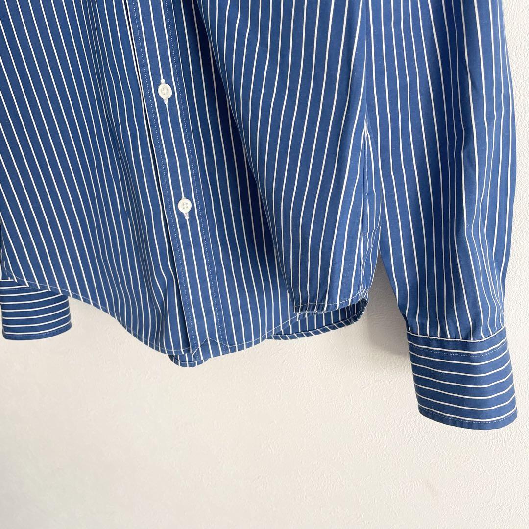 ラルフローレン 極美品 90s L/S shirt 7 青ストライプ 袖ポニー