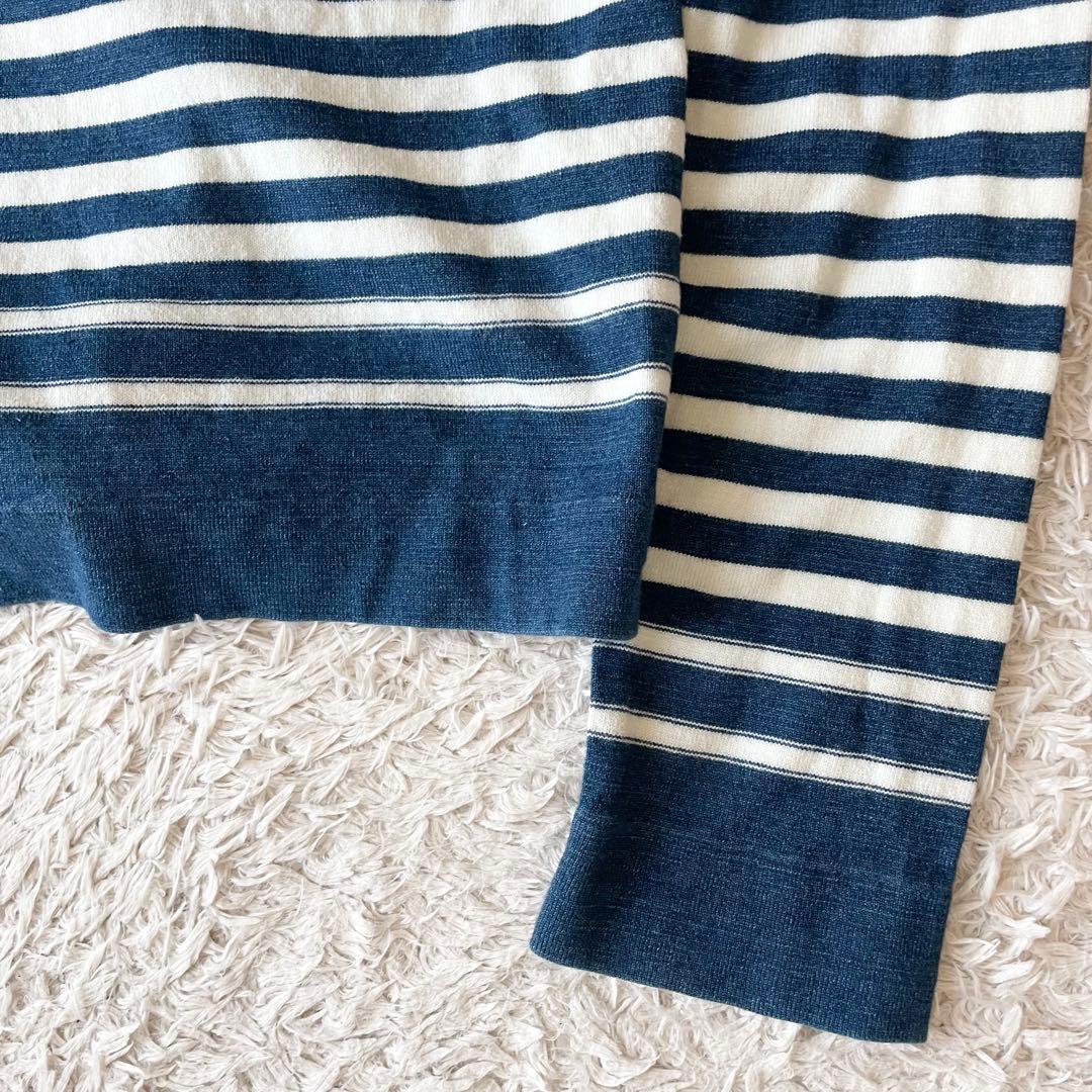 45R 美品 インディゴボーダー カーディガン 1 白紺