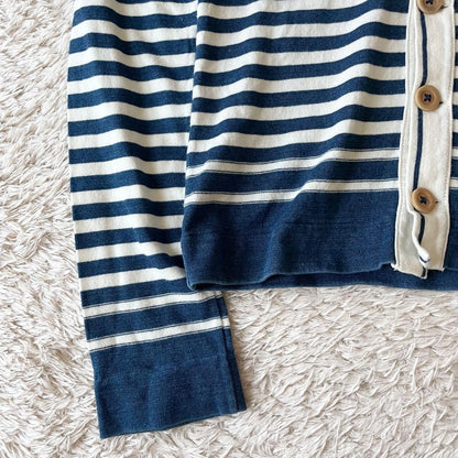 45R 美品 インディゴボーダー カーディガン 1 白紺