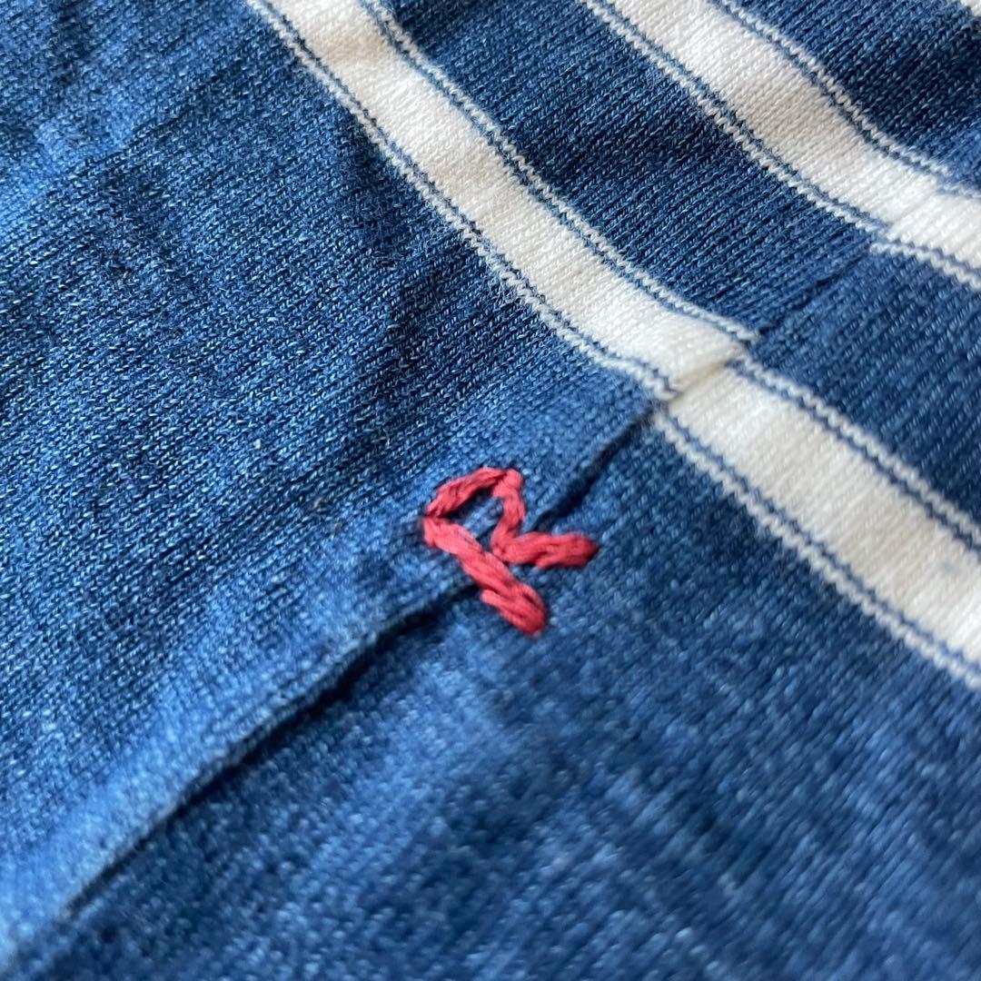 45R 美品 インディゴボーダー カーディガン 1 白紺