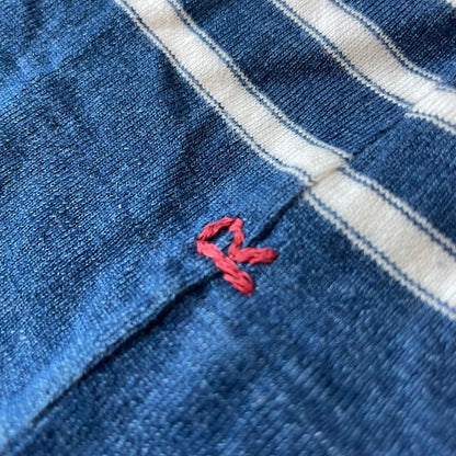 45R 美品 インディゴボーダー カーディガン 1 白紺