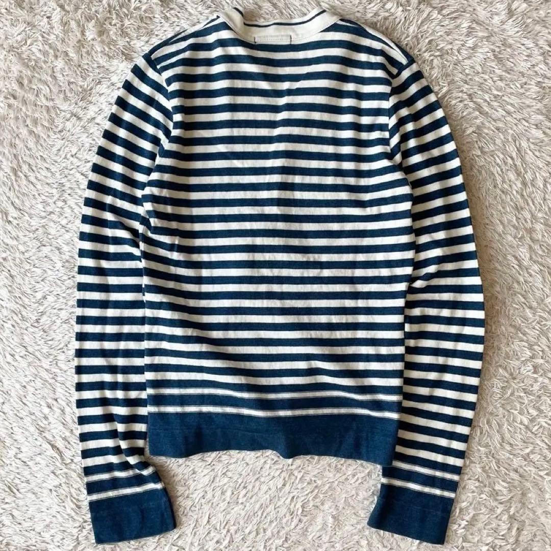 45R 美品 インディゴボーダー カーディガン 1 白紺