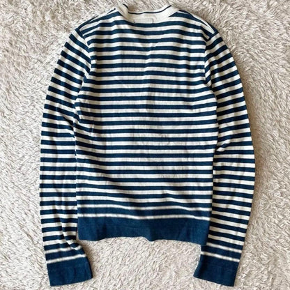 45R 美品 インディゴボーダー カーディガン 1 白紺