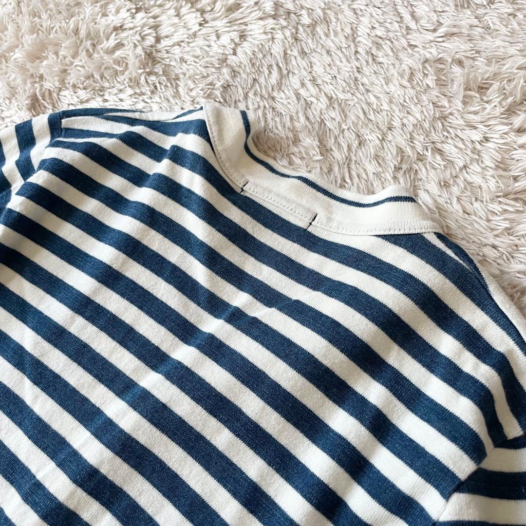 45R 美品 インディゴボーダー カーディガン 1 白紺