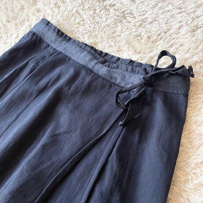 45R 美品 コットンリネンチノイージースカート 2 紺