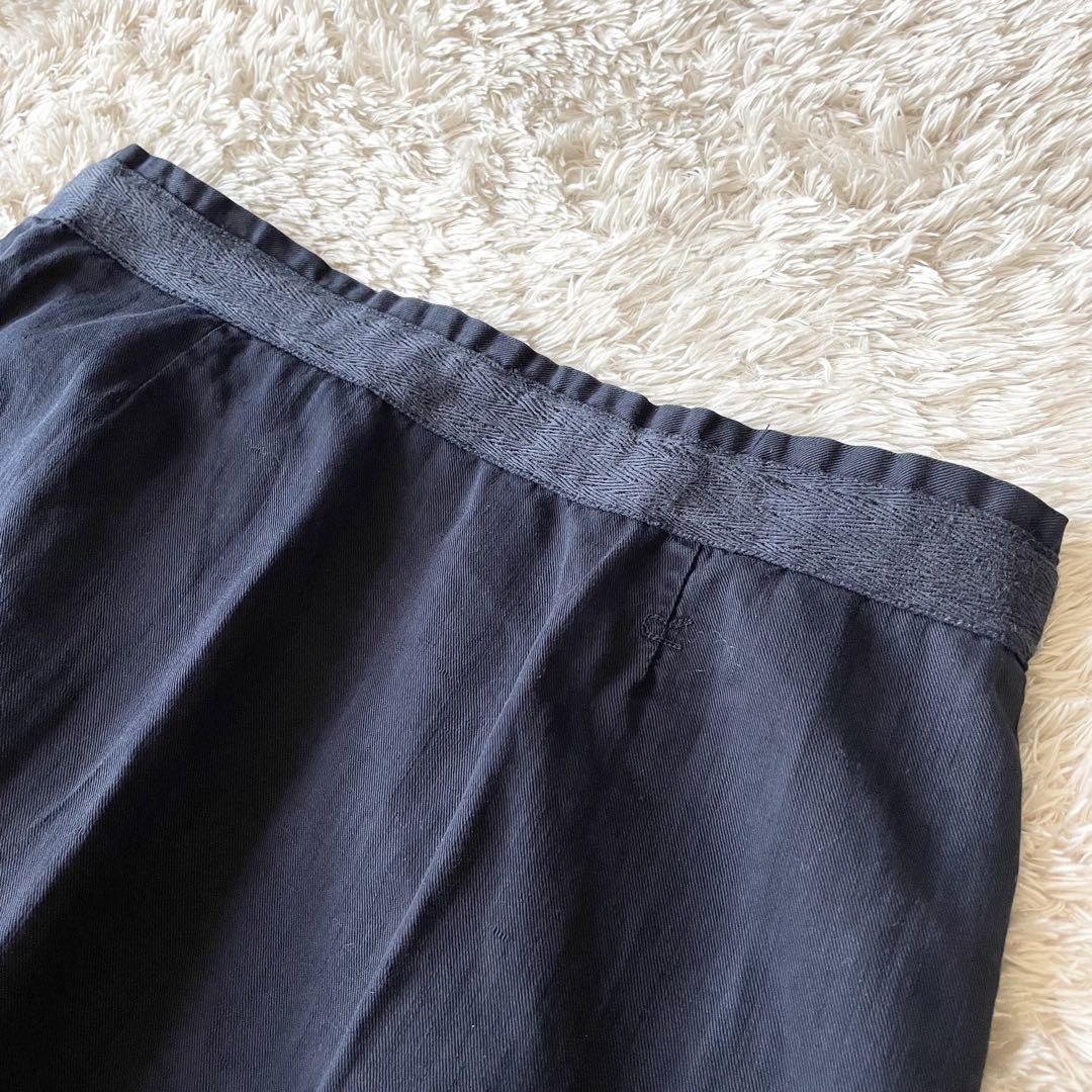 45R 美品 コットンリネンチノイージースカート 2 紺