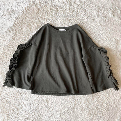 ステファノモルタリ 美品 フリルスリーブスウェット 40 カーキ