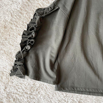 ステファノモルタリ 美品 フリルスリーブスウェット 40 カーキ