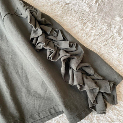 ステファノモルタリ 美品 フリルスリーブスウェット 40 カーキ