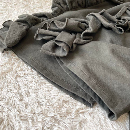 ステファノモルタリ 美品 フリルスリーブスウェット 40 カーキ