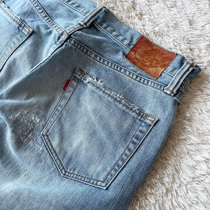 エターナル 美品 ETERNAL ダメージ加工デニム 32 備中倉敷工房　藍青