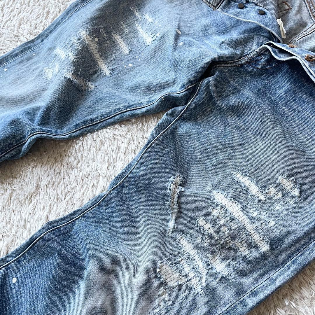 エターナル 美品 ETERNAL ダメージ加工デニム 32 備中倉敷工房　藍青