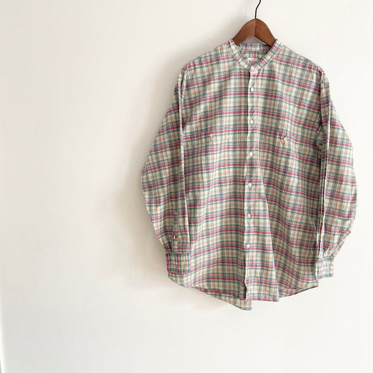 パパス 極美品 PAPAS バンドカラーシャツ チェック L