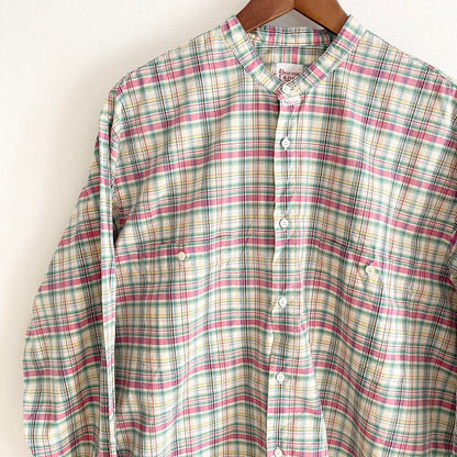 パパス 極美品 PAPAS バンドカラーシャツ チェック L