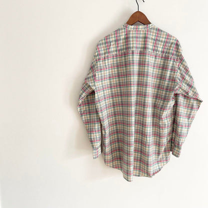 パパス 極美品 PAPAS バンドカラーシャツ チェック L