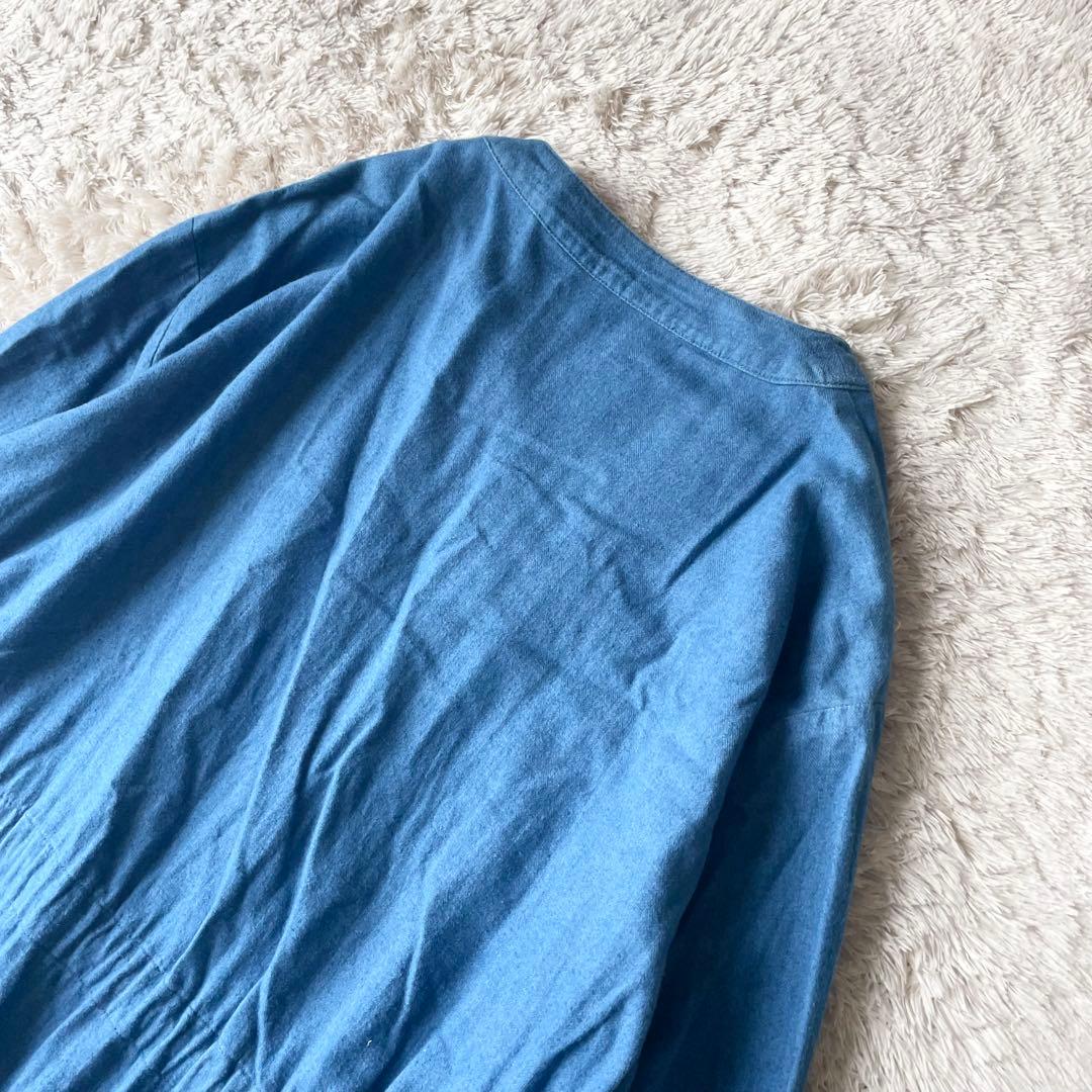 ICHI 美品 インディゴコットンロングワンピース F ブルー