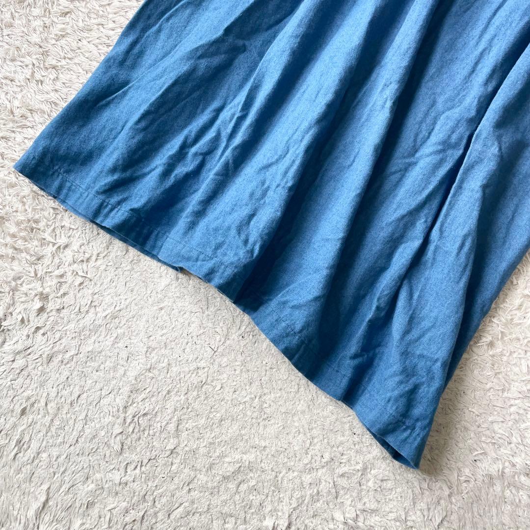 ICHI 美品 インディゴコットンロングワンピース F ブルー