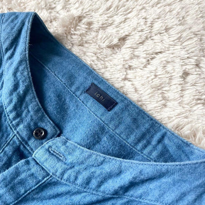 ICHI 美品 インディゴコットンロングワンピース F ブルー