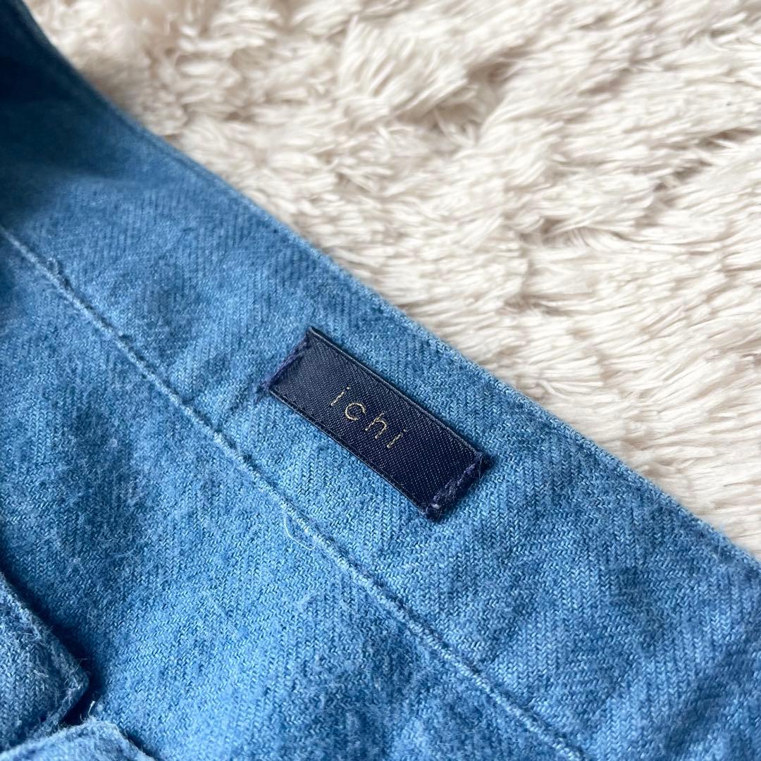 ICHI 美品 インディゴコットンロングワンピース F ブルー