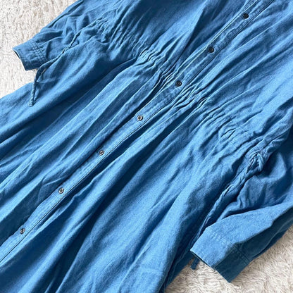 ICHI 美品 インディゴコットンロングワンピース F ブルー