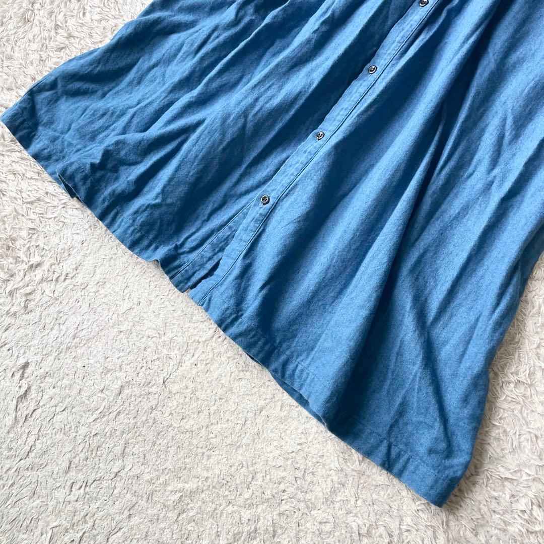 ICHI 美品 インディゴコットンロングワンピース F ブルー