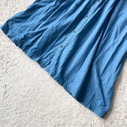 ICHI 美品 インディゴコットンロングワンピース F ブルー