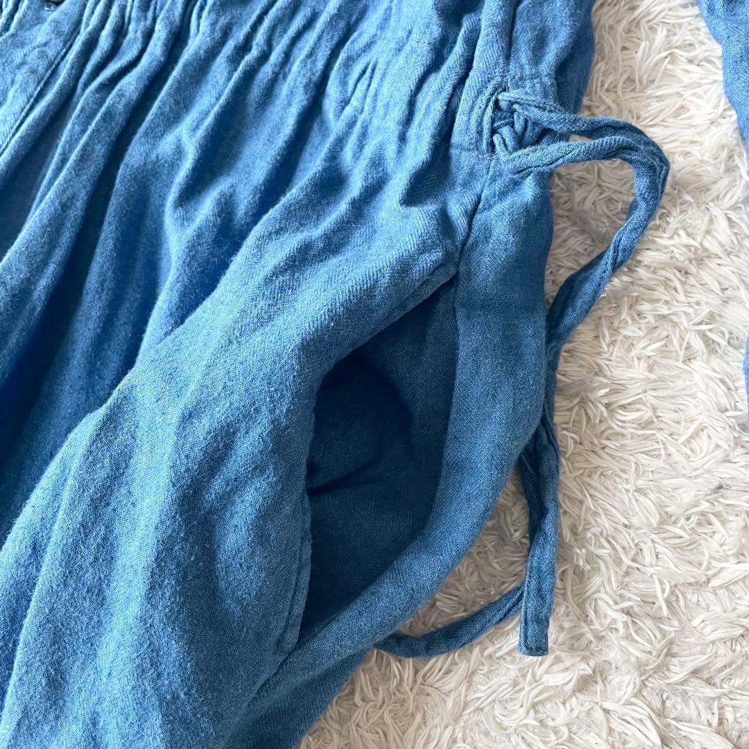 ICHI 美品 インディゴコットンロングワンピース F ブルー