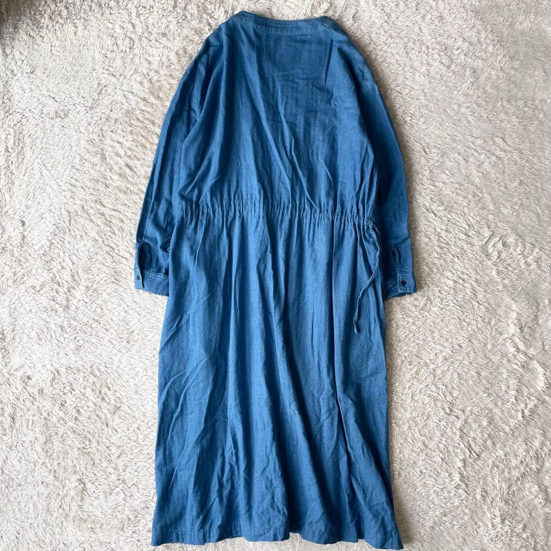 ICHI 美品 インディゴコットンロングワンピース F ブルー
